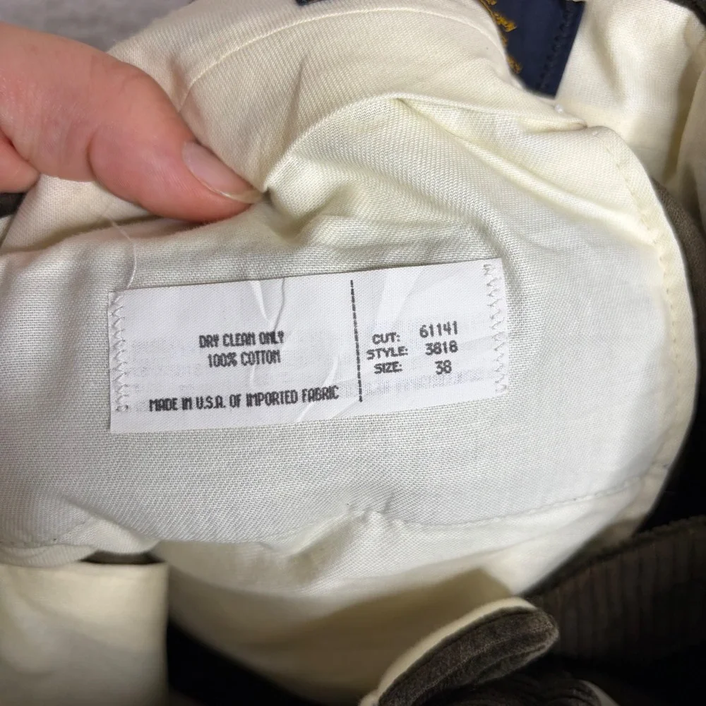 Brooks Brothers Mens 38x29 Olive Green Corduroy Pleated pants Made in USA
